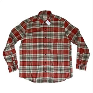 Worn once L.L. Brick Red and Greenish gray Plaid Casual Button Down Shirt